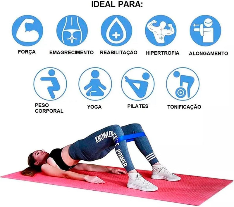 Kit com 5 Elásticos de Resistência para Treino Completo